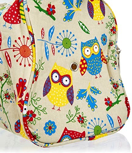 Colorful bag with owl and floral patterns